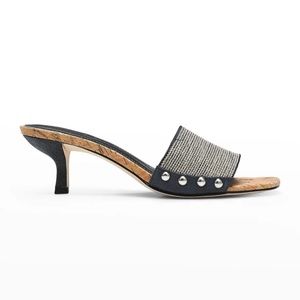 NWT Donald J Pliner Colete Stud Kitten-Heel Mule Sandals SZ 8.5